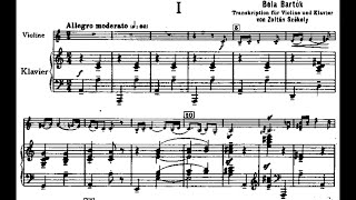 Béla Bartók: Romanian Folk Dances Sz. 56 | Violin and Piano (Score video) Resimi
