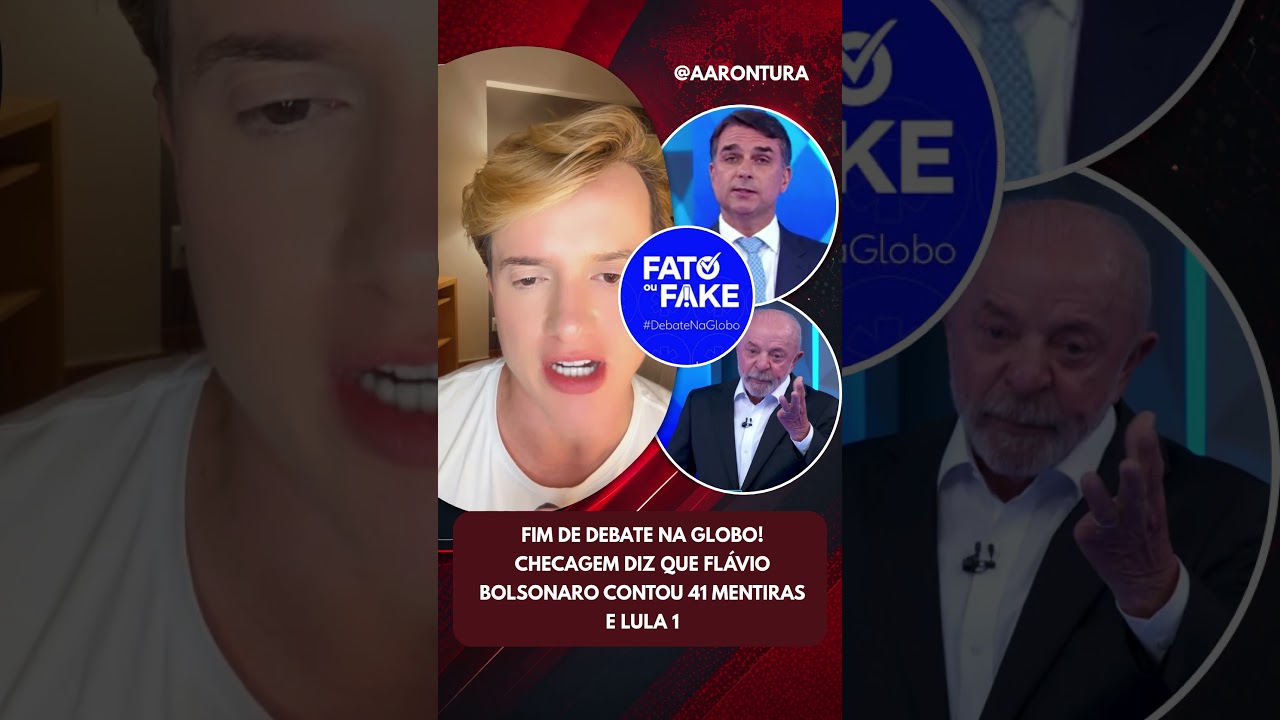 Fim de debate na Globo! Checagem diz que Flávio Bolsonaro contou 41 mentiras e Lula 1