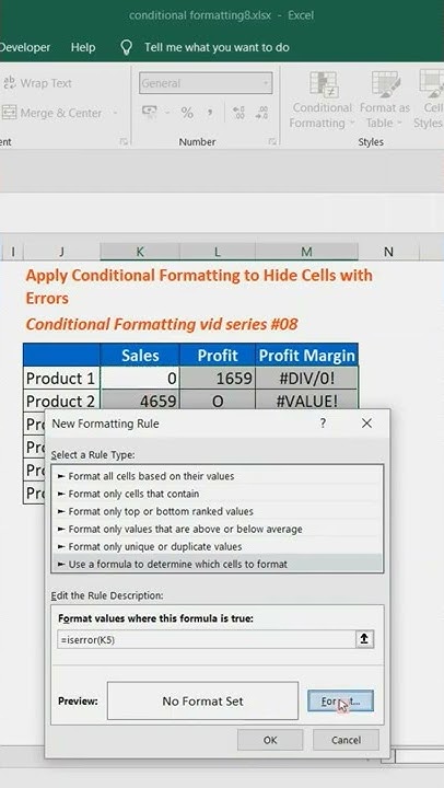 shorts-apply-conditional-formatting-to-hide-cells-with-errors-youtube