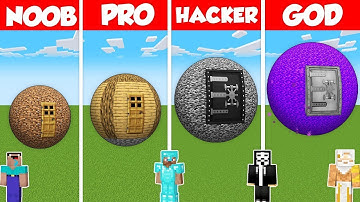 SPHERE ROUND BASE HOUSE BUILD CHALLENGE - Minecraft Battle: NOOB vs PRO vs HACKER vs GOD / Animation