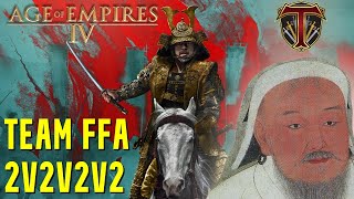 GOLDEN SHOGUN & GOLDEN HORDE | 2v2v2v2 Team FFA Match - Age of Empires 4 Multiplayer