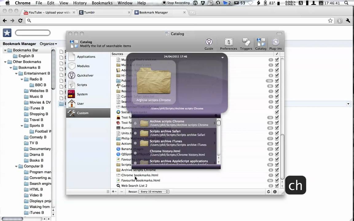 Chrome bookmarks setup and catalog - Quicksilver - YouTube