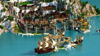 City of Khiessal  Minecraft Medieval Harbor City Build Timelapse  Docks, Ships, Sea Fort | Part 2