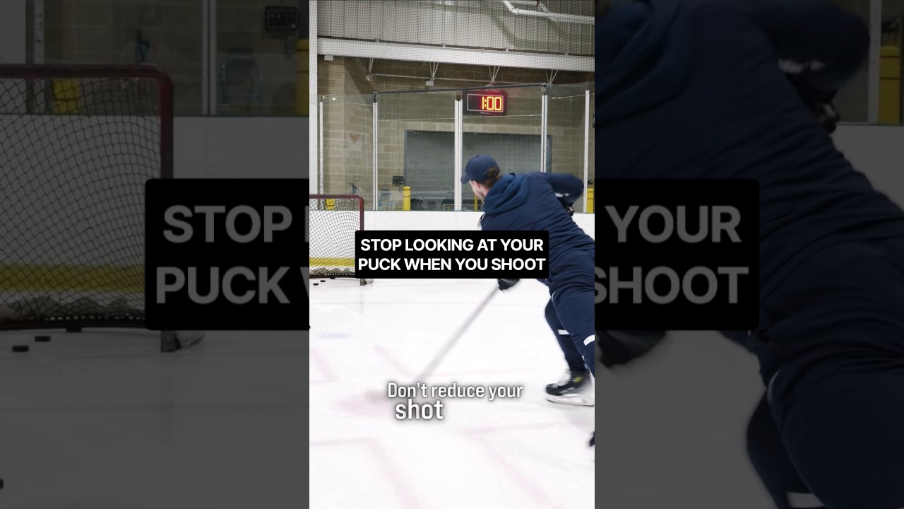 STOP LOOKING AT YOUR PUCK WHEN YOU SHOOT #hockeycoaching #hockeytraining