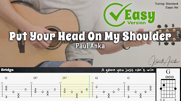 Put Your Head On My Shoulder (Easy Version) - Paul Anka | Fingerstyle Guitar | TAB + Chords + Lyrics