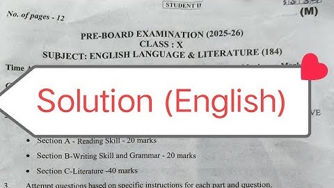 Class 10 english pre board question paper solution 2025-26 / english answer key 2025 /morning shift