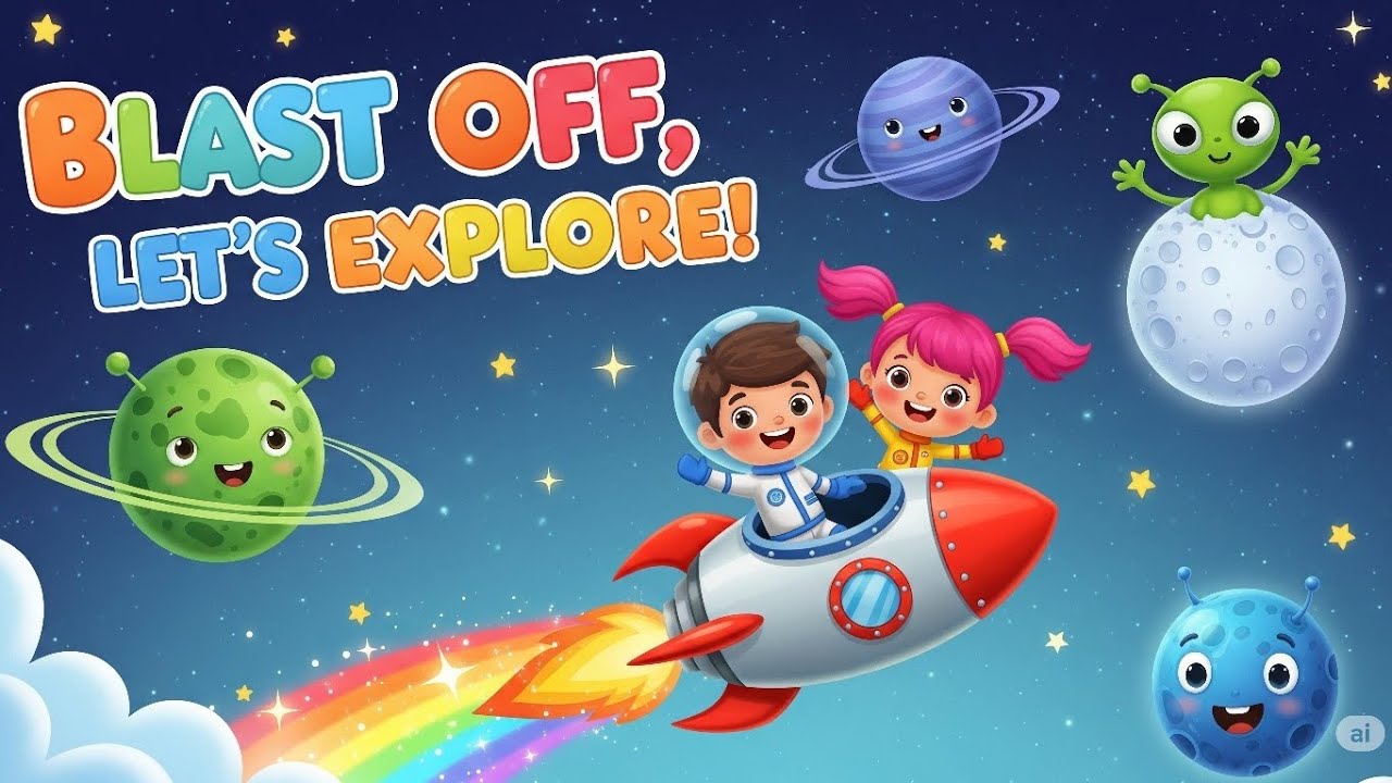 Blast Off Let’s Explore 🚀🌌 | Kids Space Song by kritta Story kids - YouTube