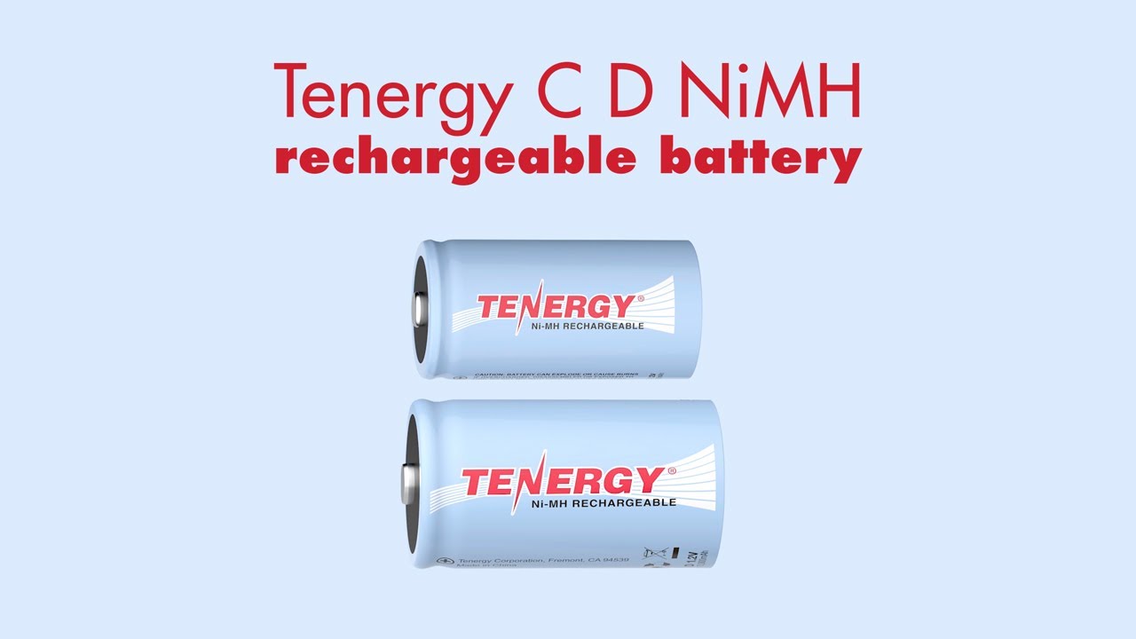 Tenergy D 5000mAh NiCd Button Top Rechargeable Batteries, 16pk - Tenergy