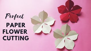 How To Cut A Perfect Flower | Easy Step by Step 5 Petal Paper Flower Cutting | Gift Decoration Idea