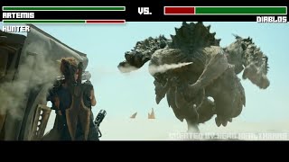 Artemis And Hunter Vs. Diablos Fight With Healthbars Hd Monster Hunter
