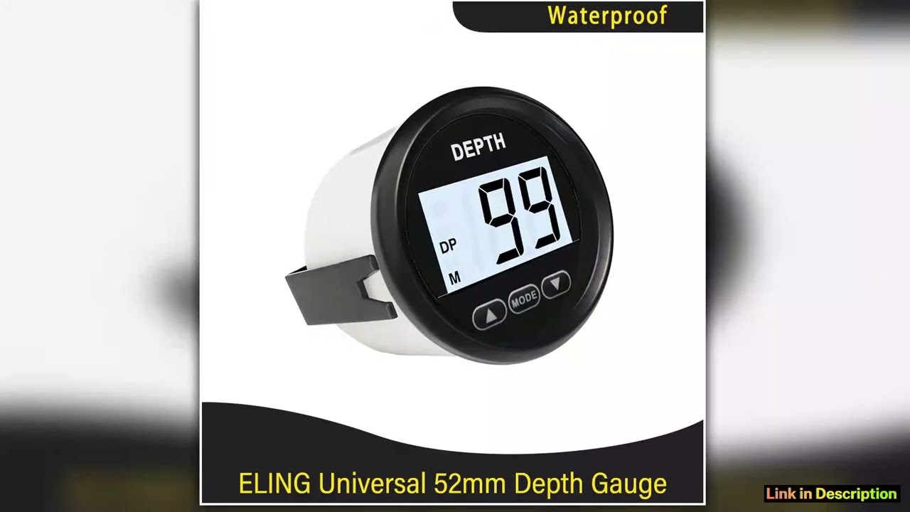 Marine 52mm Digital Depth Gauge Indicator with Transducer and White Backlight for Yachts Fishing