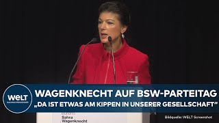 BSW: Sahra Wagenknecht hält Rede auf ersten Parteitag - scharfe Kritik an Ampel, Union und AfD