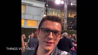 Tom Holland on the Onward Premiere Blue Carpet