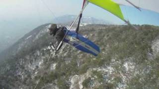 Hang gliding on a beautiful sunny morning in Bassano del Grappa in March 2010