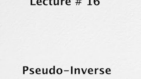 Pseudo-Inverse #swayamprabha #CH38SP