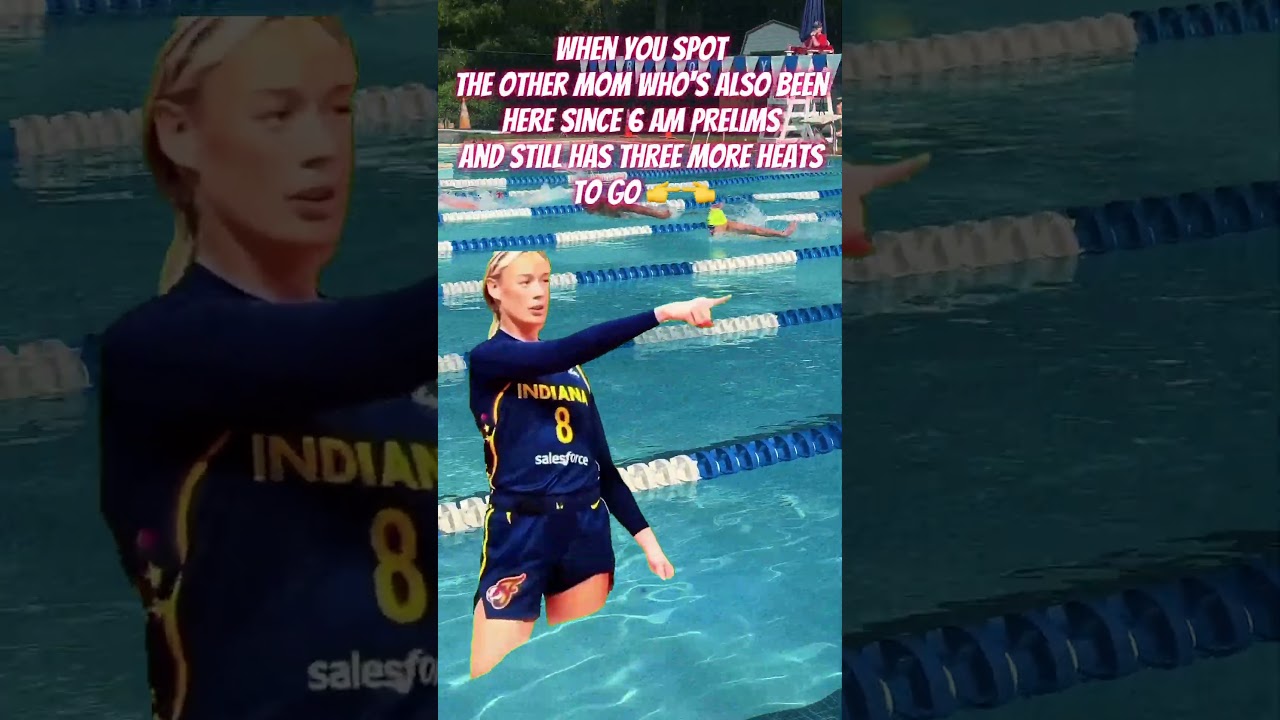 Just two tired warriors pointing at each other in pure recognition. #swimmom #swimming #parenting