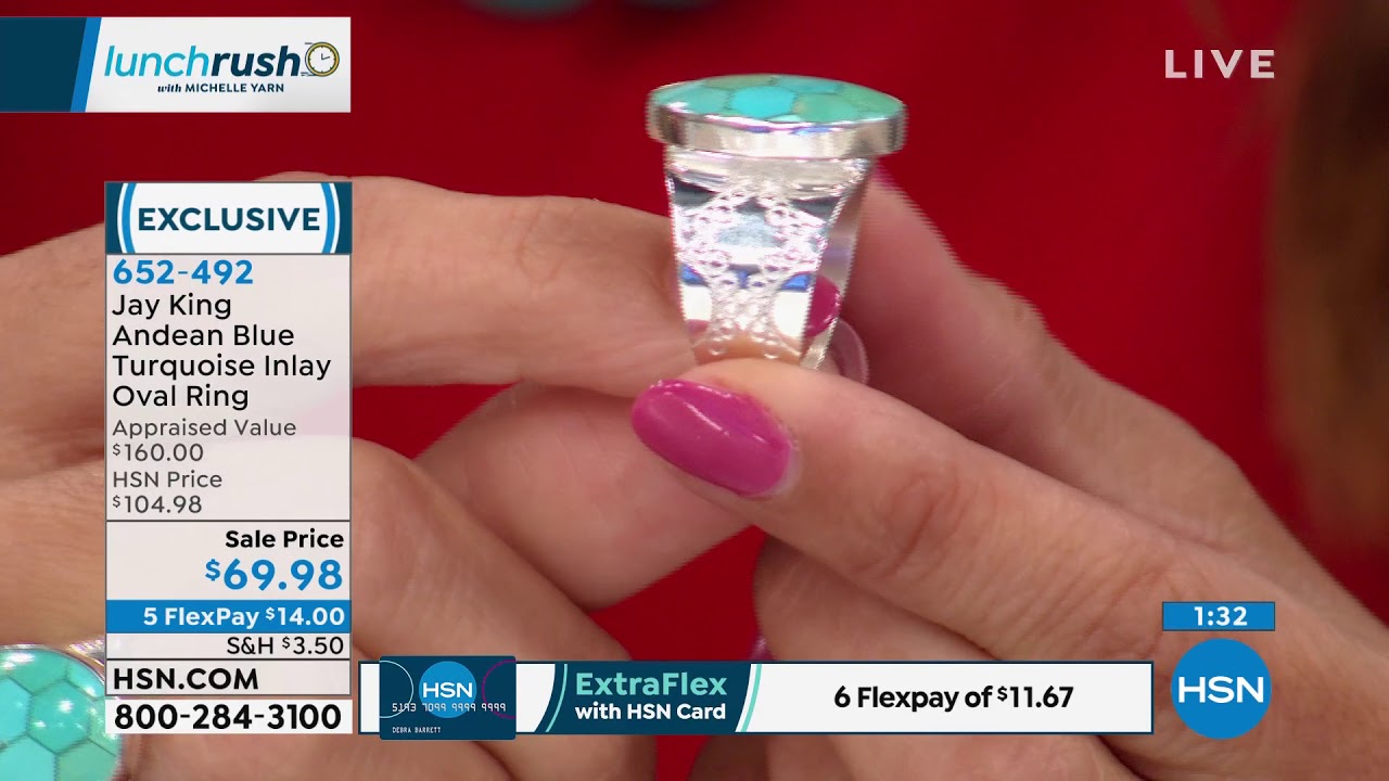 Jay King Sterling Silver Andean Blue Turquoise Inlay Ova... - YouTube