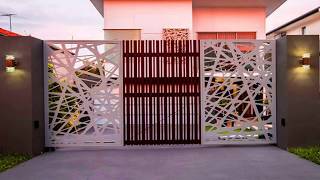 NEW 2018: 30+ Modern Main Gate Ideas | Creative Front Gate Wood Steel SImple Sliding Images Photo -- modern gate designs 