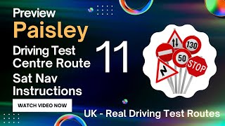 Preview - Paisley Driving test Route 11 with SAT Nav Instructions | 4K