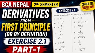  Derivatives by First Principle (Definition) | Exercise 2.1 Math-II Unit-2 | BCA 2nd sem #bca #maths