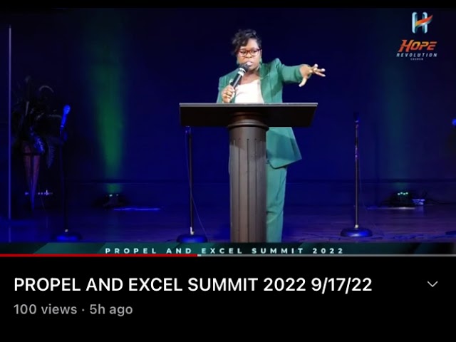 Pastor Andrea ministering at the Propel & Excel Summit in Atlanta, Ga.