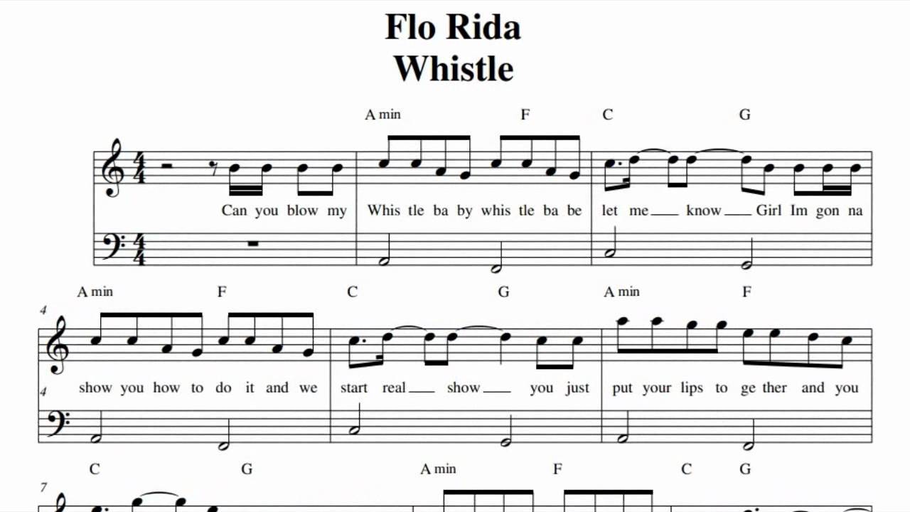 Перевод песни whistle baby на русском. Flo Rida Whistle. Whistle песня. Ноты Flo. Flo Rida Whistle Ноты для фортепиано.