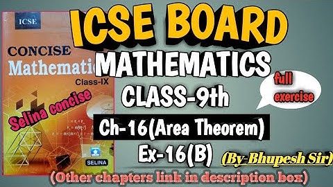 icse | class-9| selina book | maths | ch-17| Area Theorems | complete ex-16(B) @Problems Beater