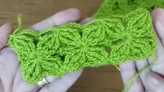 كروشيه غرزه  النجمه مجسمه 3D لعمل سكارف/ شال /كوفيه _ Velvet stars Crochet Stitch /3D Crochet flower
