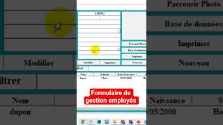 formulaire de gestion employés sur excel #excel #microsoftexcel #astuce