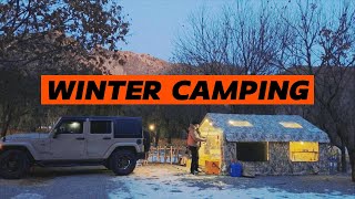 Relaxing in hot tent | Winter camping | Inflatable tent | ASMR