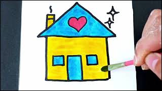 How to draw a cute House  COLOR KIDS #drawing #house