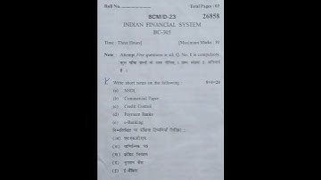 B.com 3 Sem Indian Financial System Paper