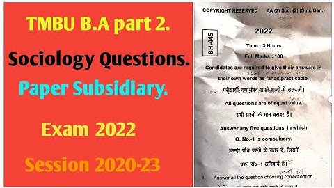 TMBU B.A part 2 sociology subsidiary paper exam 2022 session 2020-23 #tmbu