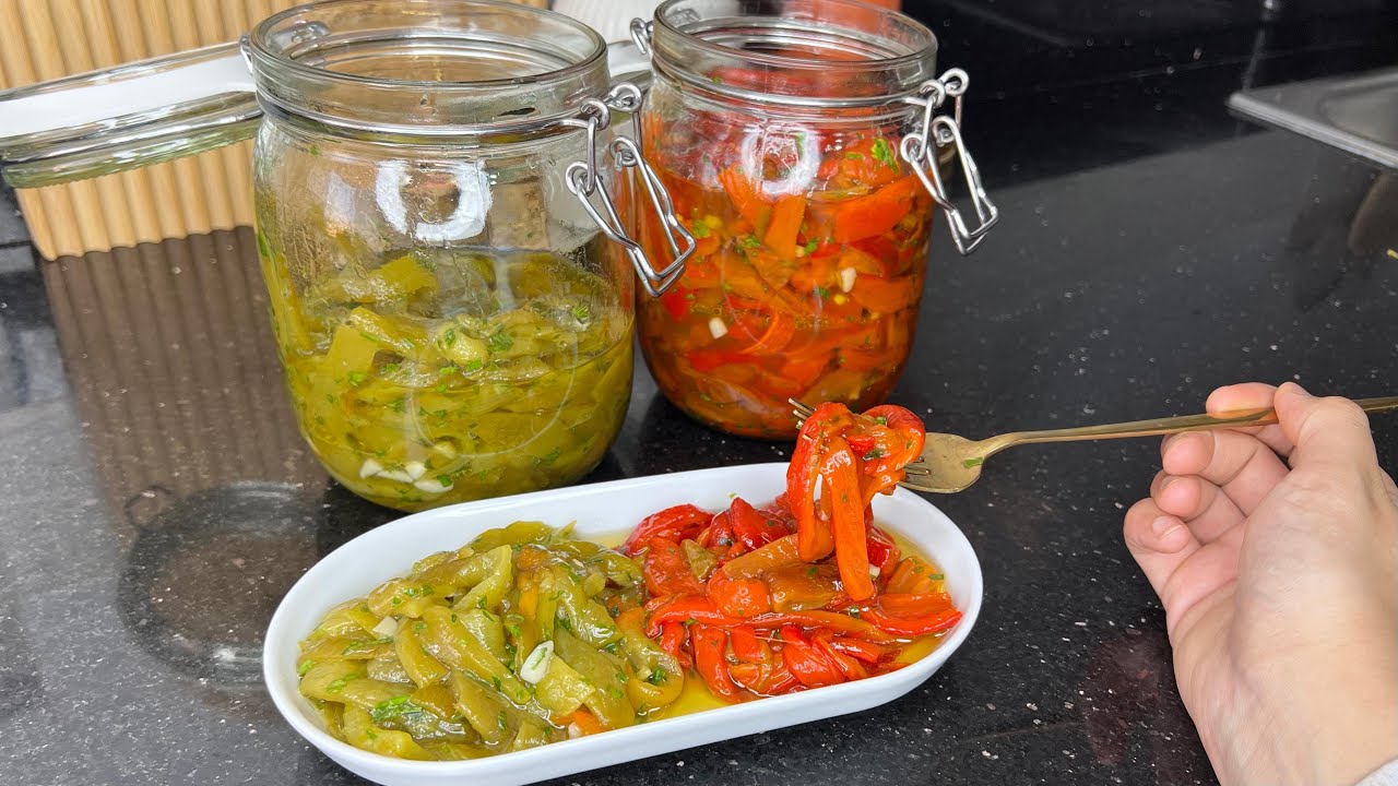 مخلل الفلفل الأحمر المشوي 🌶️ قدميه كمقبلة او مرافق للاطباق ديالك كيجي خطيييير 😋
