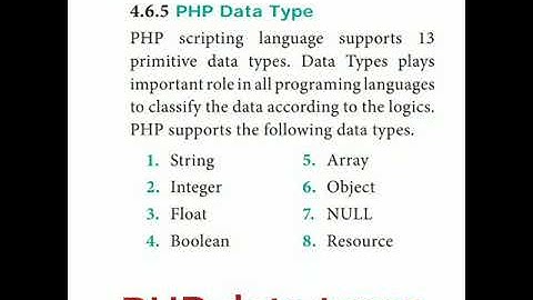12th computer Applications. Php data types