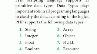 12th computer Applications. Php data types