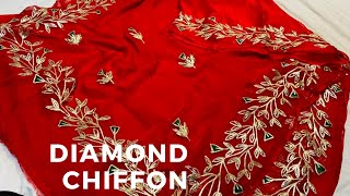 Diamond Chiffon Party Ware Heavy Border Gota Work Sarees डायमंड शिफॉन पार्टी वेयर हैवी बॉर्डर साड़ी