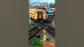 Two train close call at Diamond tracks 😱 indian Train Simulator, Train Game #train #railroad #shorts