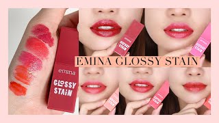 EMINA GLOSSY STAIN SWATCHES AND REVIEW