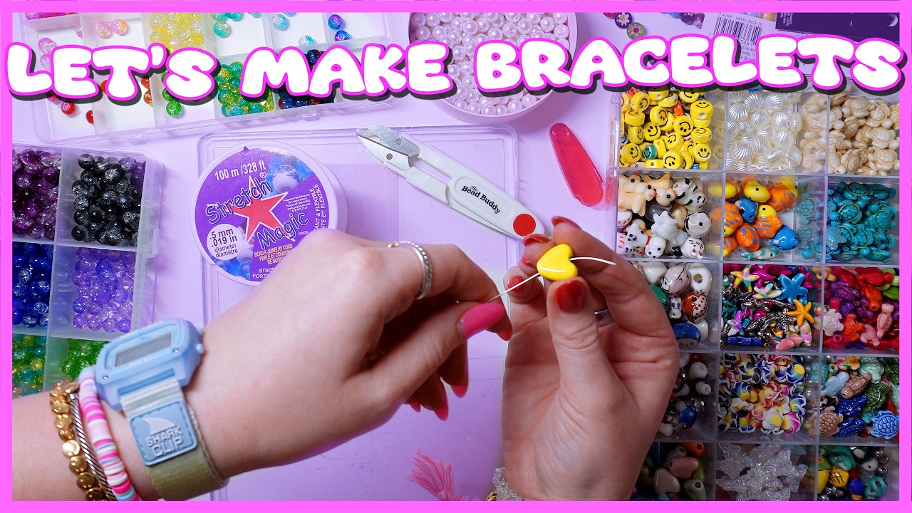 DIY Glass Bead Bracelets 🪩🚕🌴 Make Bracelets With Me 🌈✨ASMR✨