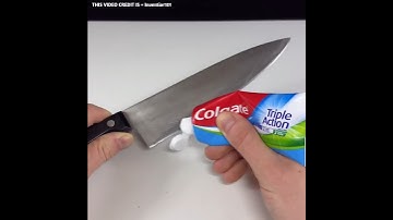 Sharpen your knife with Toothpaste! #shorts #short #ytshorts #experiment #lifehacks #viralshort