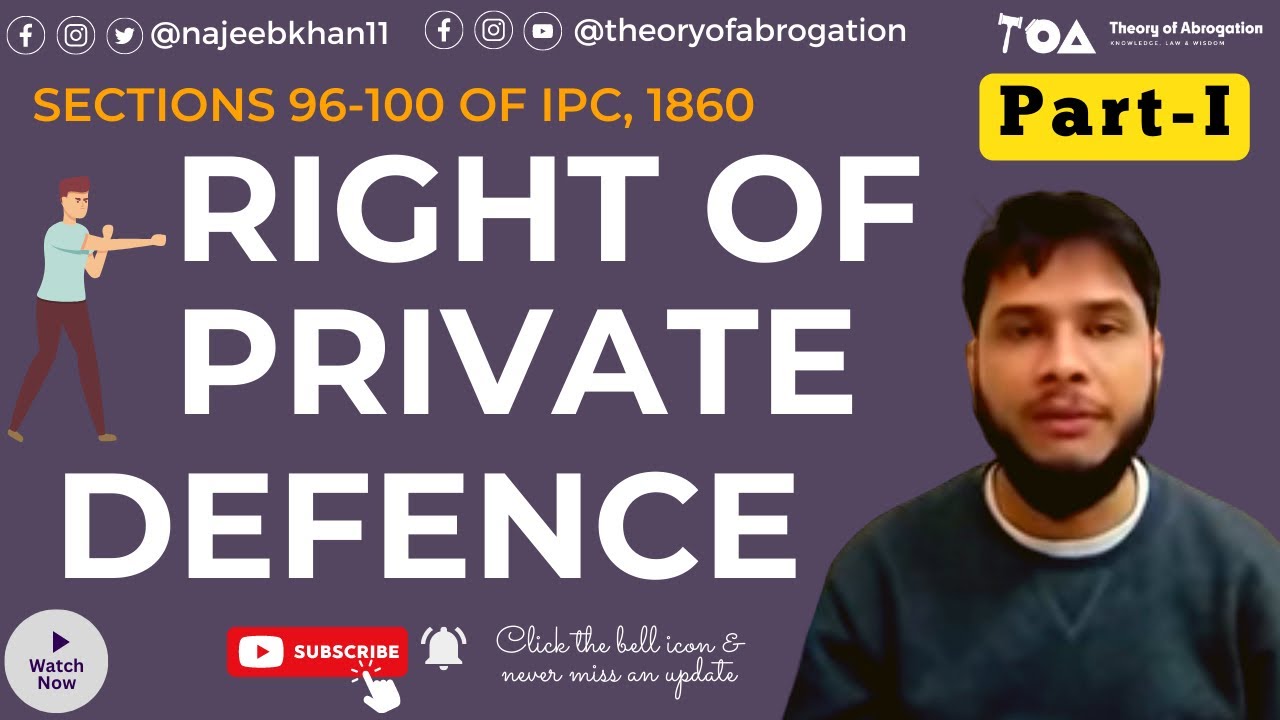 Right of private defence sec. 96-100 IPC: Part 1