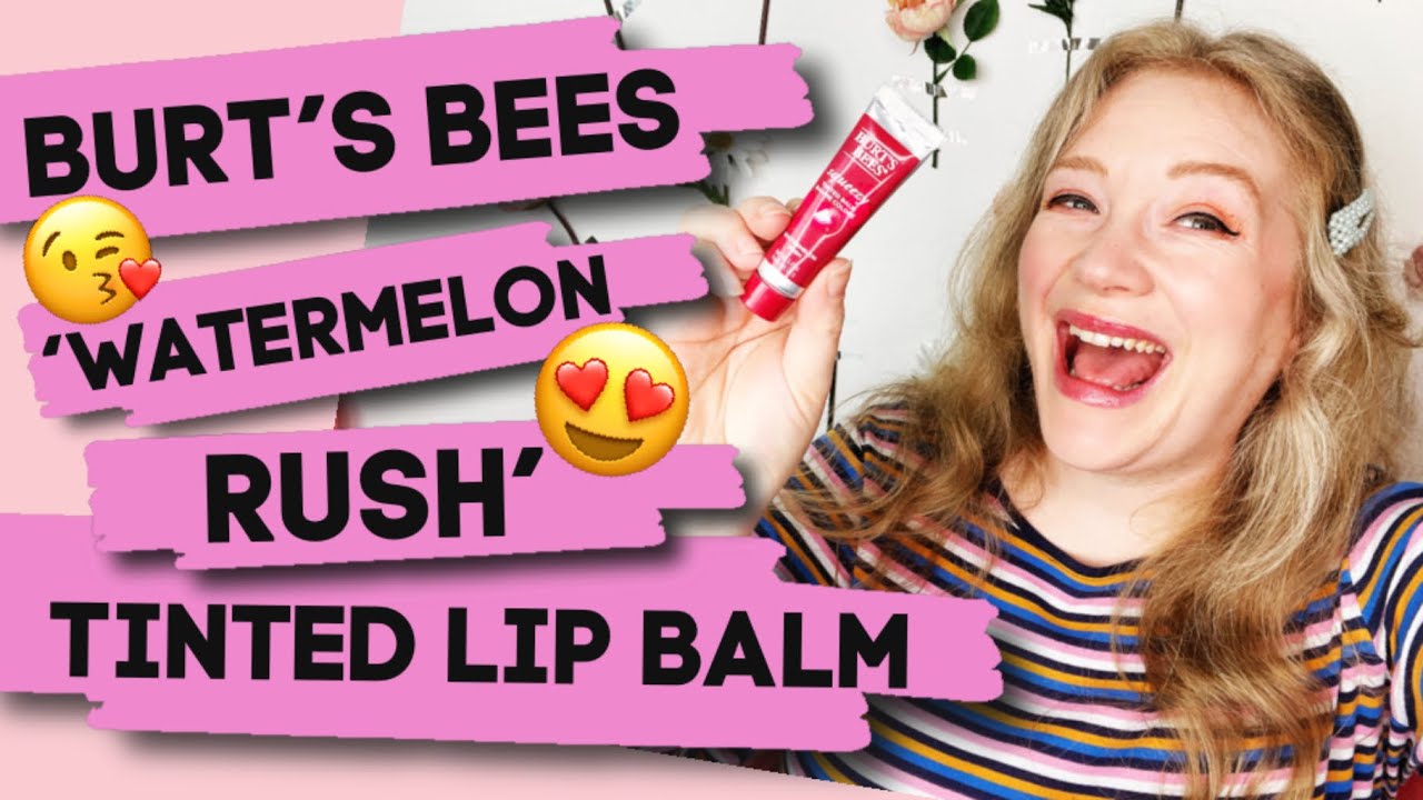 Burt's Bees Squeezy Tinted Balm Review & Try On! Shade Watermelon Rush