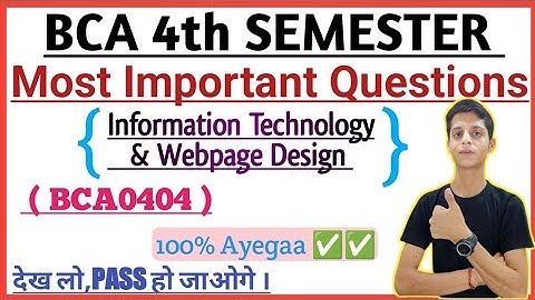 Internet technology &web page design most important questions bca 4th semester.देख लो,pass हो जाओगे।