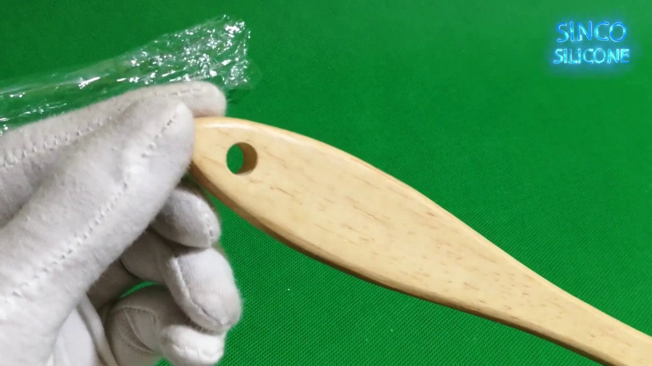 silicone spoon with wooden handle / silicone and wood utensils - YouTube