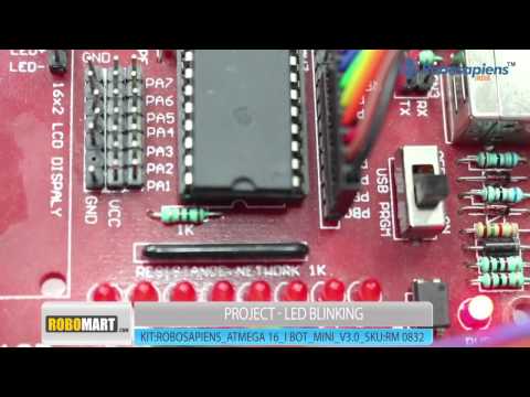 LED Blinking Using ATMEGA 16 IBOT Mini V3 0