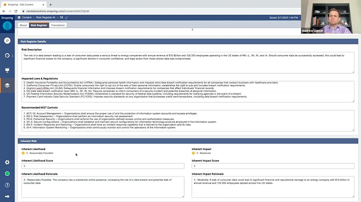 ChatGPT Integrated Into Onspring: Risk Records