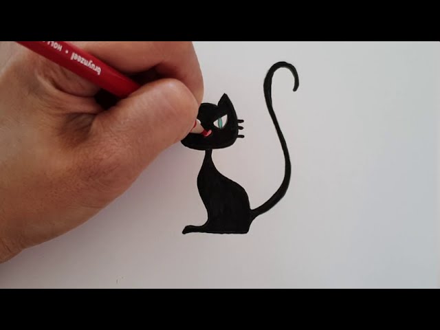 Desenhos para colorir de desenho de um gato preto para colorir  