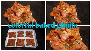 How to make baked ghujia/longlatta. designer ghujia/longlatta.Holi special sweet colorful ghujia