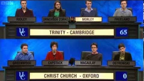 University Challenge   S43E3   Trinity, Cambridge vs Christ Church, Oxford